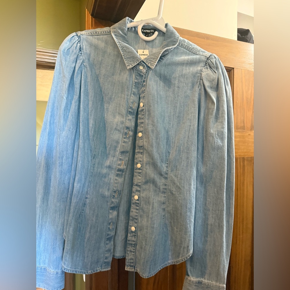 Express Sky Blue Denim Top